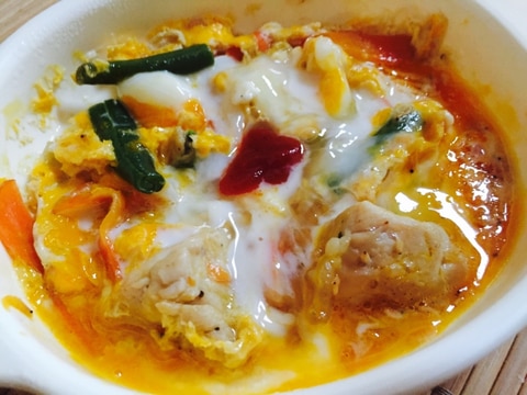 リメイク!鶏むね肉とレタスのエビオムレツ